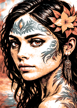 Portrait of a Woman with Floral Adornments