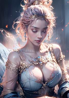 Elegant Woman with Ornate Dress