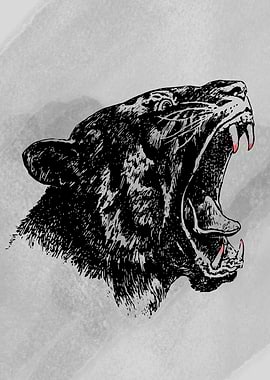 Roaring Black Panther Illustration