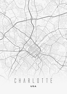 Charlotte, USA - Minimalist City Map Art
