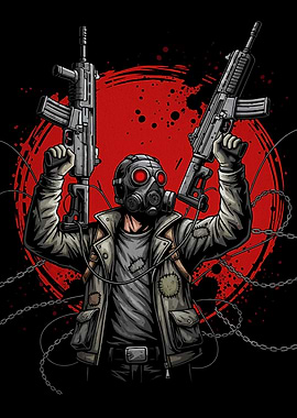 Post-Apocalyptic Warrior with Guns