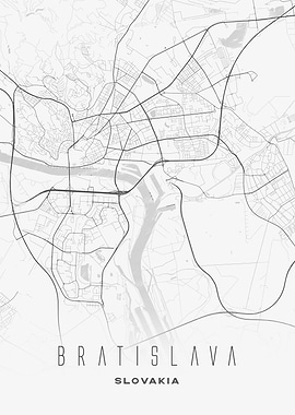 Bratislava, Slovakia - Minimalist City Map Art