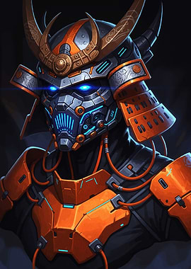 Cyberpunk Samurai Warrior Portrait