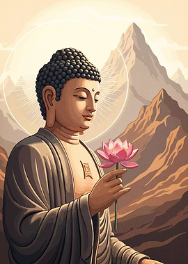 Buddha Lotus Flower Mountains