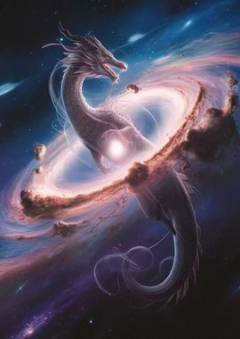 Celestial Dragon in Cosmic Nebula