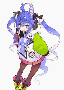 Girl with Blue Hair and Hoodie