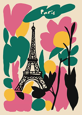 Paris Eiffel Tower Floral Art