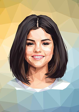 Selena Gomez Polygon Portrait