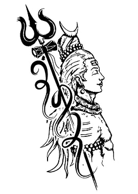 Lord Shiva Black and White Illustration