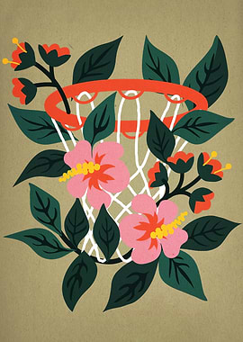 Floral Basketball Hoop Illustration