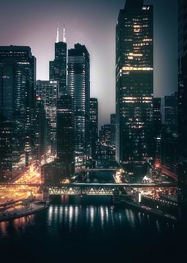 Chicago Skyline at Night