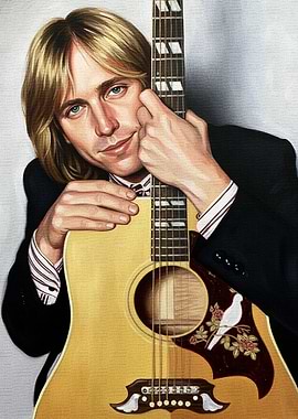 Tom Petty with Acoustic Guitar Portrait