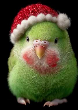 Christmas Parrot with Santa Hat