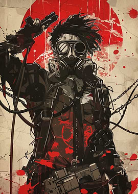 Post-Apocalyptic Warrior with Gas Mask