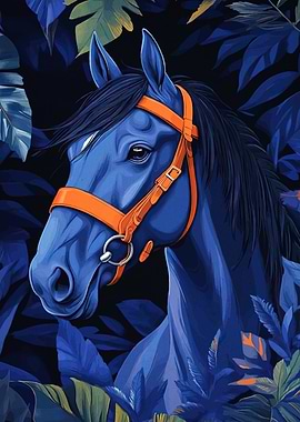 Horse Portrait Orange Bridle