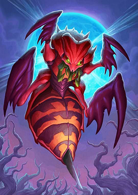 Red Insectoid Creature Moon