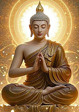 Meditating Buddha Golden Aura