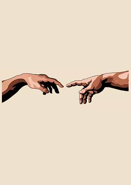 Creation of Adam Hands Digital Art