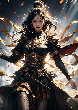 Warrior Woman in Ornate Armor