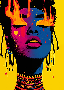 Colorful Portrait with Flames