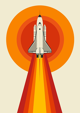 Space Shuttle Launch Retro Art