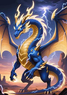 Blue and Gold Lightning Dragon