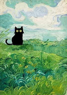 Black Cat in Van Gogh Style