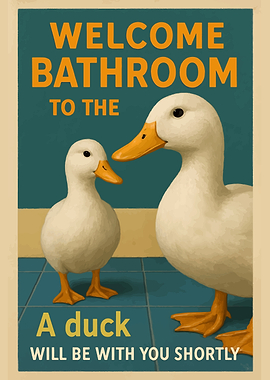 Welcome Bathroom Duck Poster