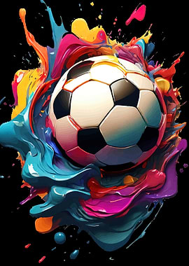 Soccer ball colorful splash