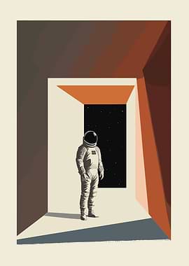 Astronaut in doorway to space