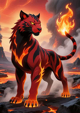 Fiery Tiger Volcanic Landscape