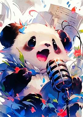Singing Panda with Microphone