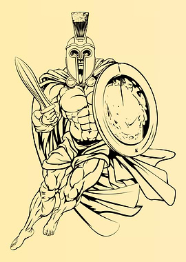 Spartan Warrior with Sword and Shield