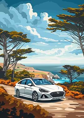 White Car by the Coast