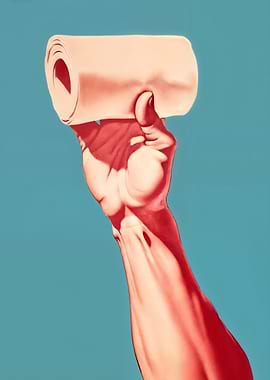 Toilet Paper Roll Held Aloft