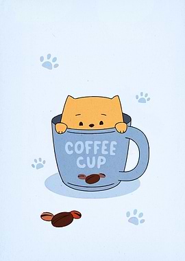Cat in Coffee Cup Illustration