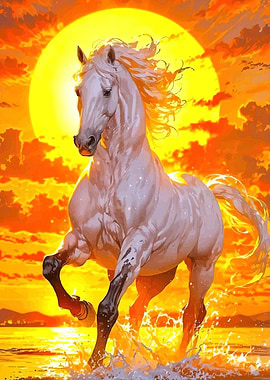 Horse Galloping Sunset