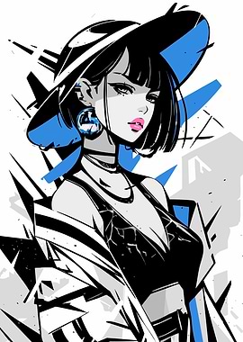 Stylish Woman with Hat Digital Art