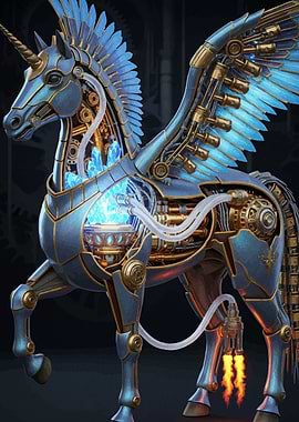 Steampunk Mechanical Unicorn Pegasus