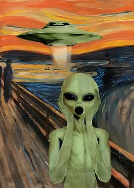 Alien Scream UFO Painting