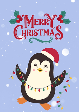 Merry Christmas Penguin with Lights