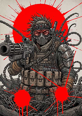 Post-Apocalyptic Warrior with Heavy Weapon