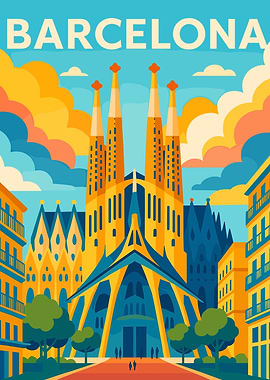 Barcelona Sagrada Familia Travel Poster