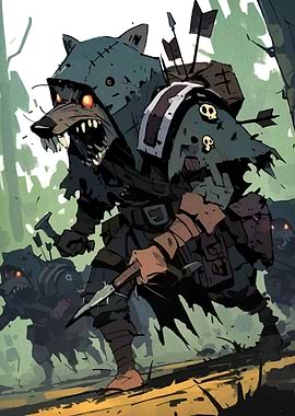 Anthropomorphic Rat Warrior in Forest