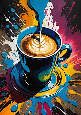 Abstract Coffee Cup Painting
