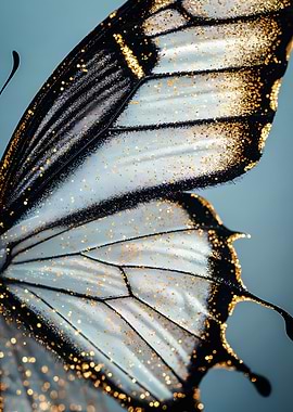 Butterfly Wing Close-Up with Gold Glitter