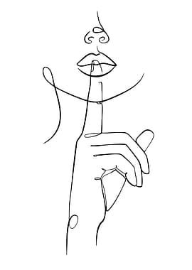 Minimalist Shush Line Art