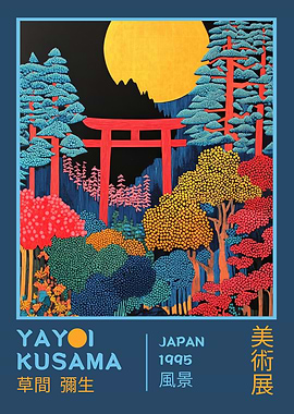 Yayoi Kusama Landscape Retro Exhibition Poster