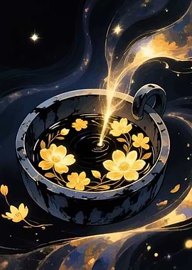 Floral Bowl with Golden Light