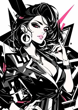 Stylish Woman in Black and White